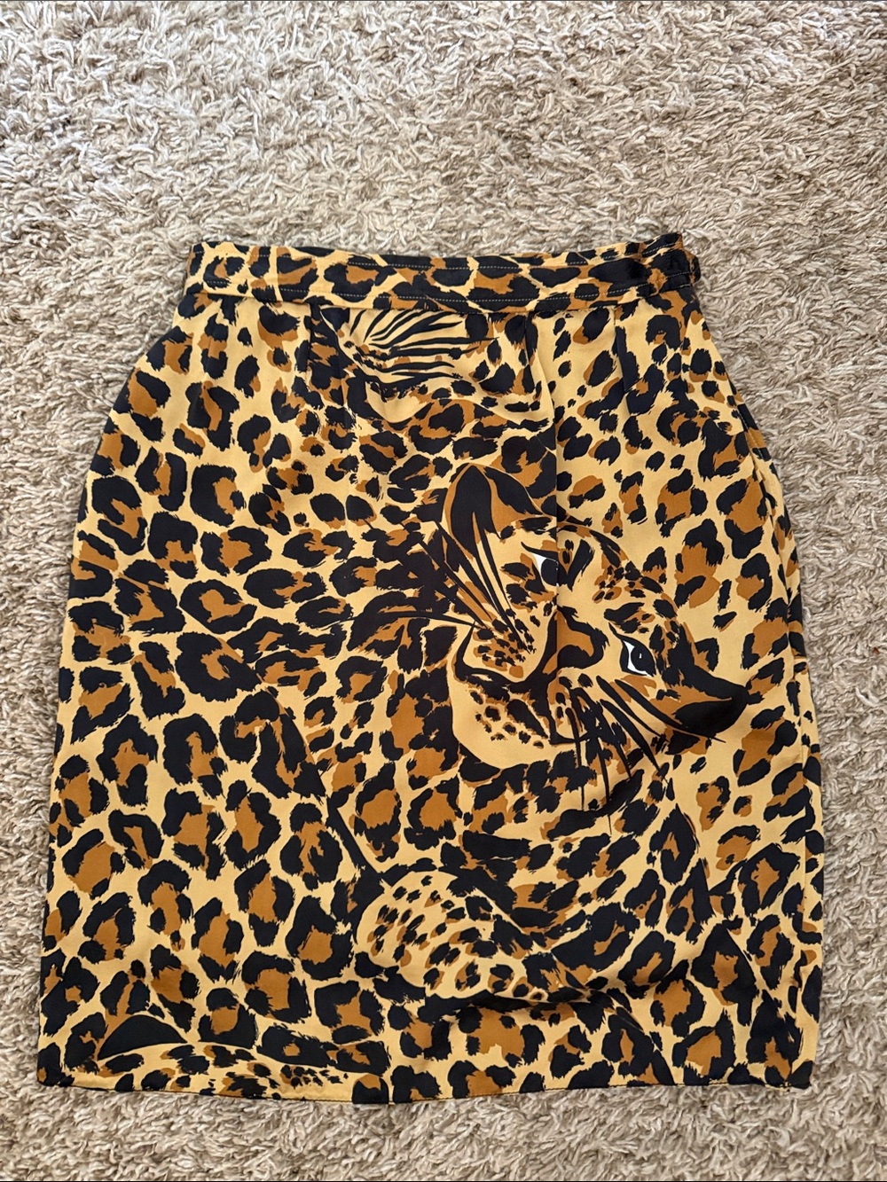 Vintage YSL Rive Gauche Silk Leopard Skirt FR 36 Made France - Picture 8 of 10